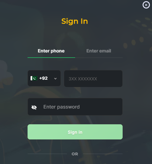 CroreWin login page for Pakistan users