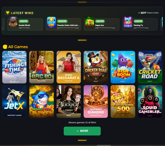 Casino and sports games available on CroreWin